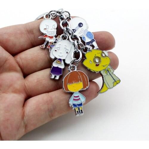 Anime Game Undertale Metal Keychain Frisk/Sans/Toriel/Papyrus/Alphys Fashion Pendant for Bag with Cosplay Accessories for Gift
