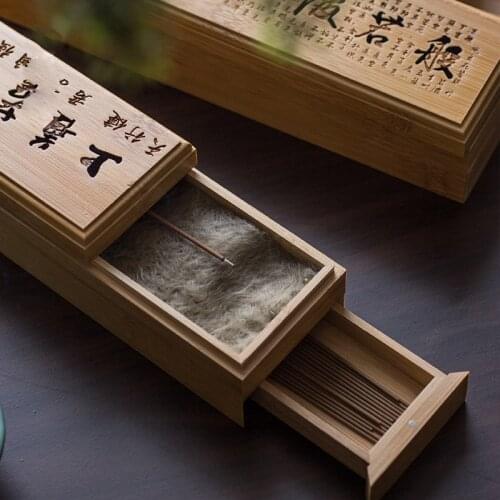 Bamboo Incense Burner Incense Stick Holder With Drawer Joss-stick Box Hollow Aromatherapy Joss-stick Box Home Office Teahouse
