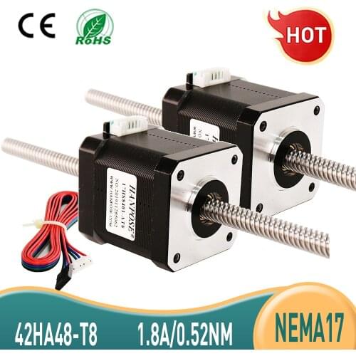 Free Ship NEMA17 42 Series Motor through screw stepper motor 17HA8401-T8*14 400mm 1.8A 52N.cm For 3D Printer Monitor Equipment
