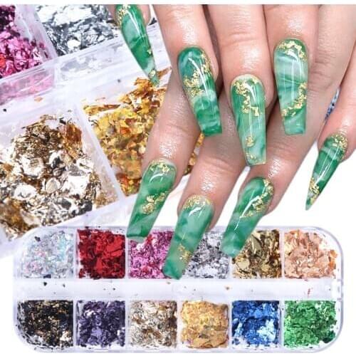 Sparkly Mirror Sequins For Nail Glitter Aluminum Foil Flakes DIY Paillette Sticker UV Gel Polish Nail Decoration Tools NF950