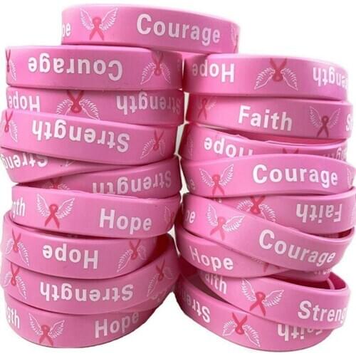 Fighter Breast Cancer Awareness Braceltes Ribbon Survival Bracelets Women Silica gel Bracelets