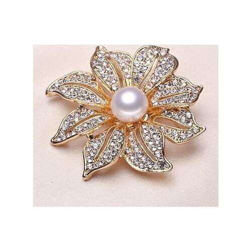 Beautiful Flower Design DIY Brooch Pin Mountings Findings Settings Base Women Accessories for Pearls Agate Jade Crystal Beads