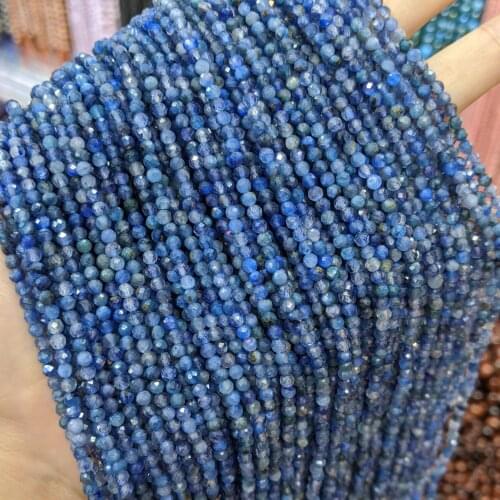 Natural Crystal Stone Beads 3mm Faceted Cutting Loose Blue Kyanite Beads for Jewelry Making DIY Bracelet Necklace
