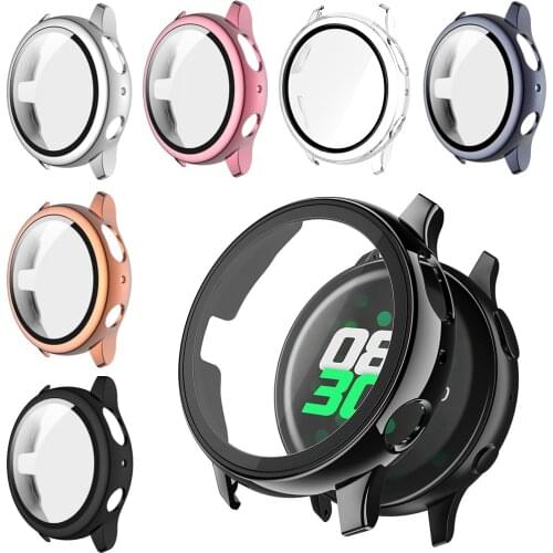 Case+Glass Screen Protector Cover for Samsung Galaxy Watch Active 2 44mm 40mm Full Coverage Bumper Antiscratch Antiwater