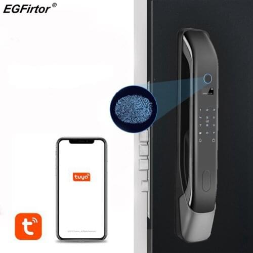 Electronic Security Tuya APP Wifi Fingerprint Password Smart Door Lock Keyless Biometric Automation Gate Lock With Cylinder