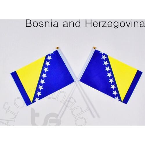 Bosnia and herzegovina 14*21cm flag Banner hand waving National flag Home Decoration flag banner