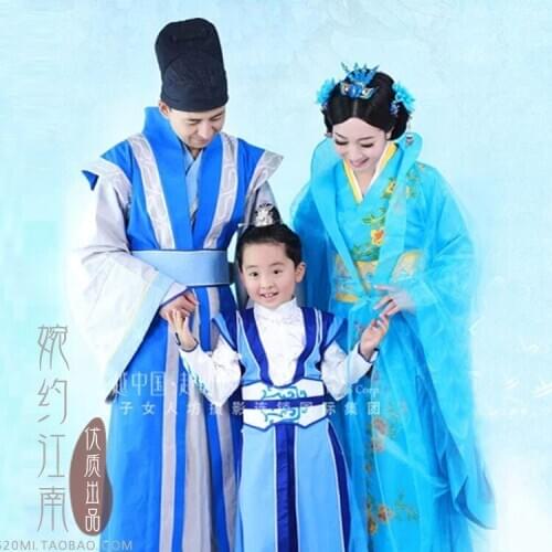 Gan Yu Ancient Han Princess LanLing Family Gathering Picture Parent-Child Costume Hanfu Sets Mother-Father-Son Stage Clothing