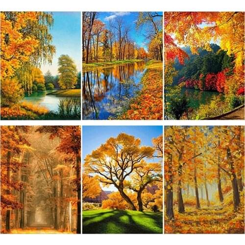 Golden Fall DIY 5D Diamond Painting Full Round & Square Resin Mosaic Diamond Embroidery Cross Stitch Kits Wall Art Decor