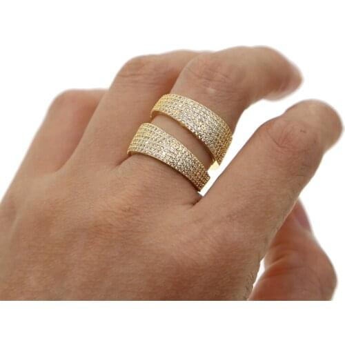 Women Ring Gold Color Finger Engagement Rings for Women Wedding Lab cz Rings iced out hiphop women Body Jewelry Size 6 7