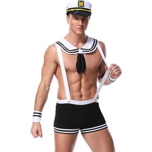4-Piece Set Hot Sexy Sailor Costume Carnival Party Cosplay Costumes For Men Seaman Halloween Outfit Night Club Game Wear 2020