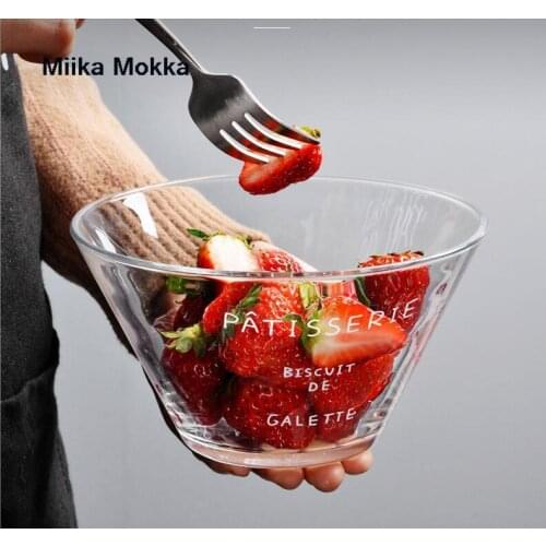 Creative Fruit Salad Ramen Glass Bowl Cute Mixing Rice Cereal Soup Bowls Set Ice Cream Dessert Bowl Kitchen Household Tableware