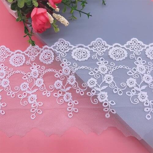 14cm*2yards embroidery flower mesh lace trims for Clothes cotton soft lace trimmings and ribbons for dress DIY craft accessories