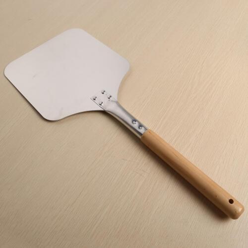 1pc Silver Square Pizza Peel Shovel Aluminum Cake Baking Tools Pizza Lifter with Wood Handle Cheese Peeler for Home Kitchen Tool
