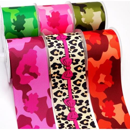 DIY Handmade Materials Leopard Printed Grosgrain Ribbon 50 Yard Per Size 9705