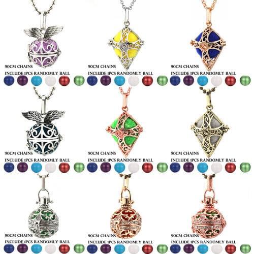 2019 Mexico Chime Angel Wings Cross Vintage Locket Necklace Music Ball Pregnancy Necklace For Essential Oil Box Pregnant Jewelry