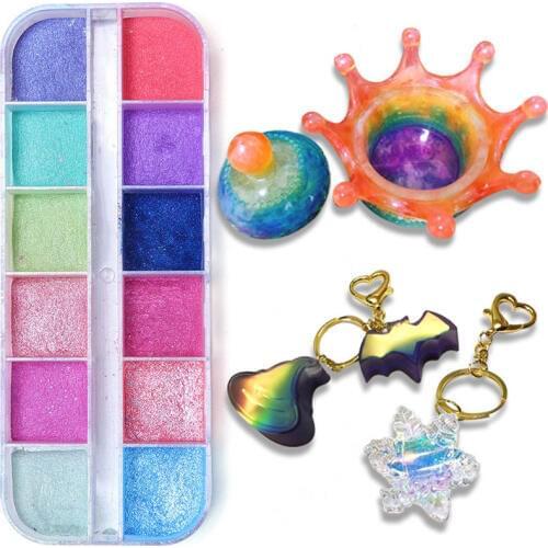 Mix 12 Colors/Set DIY Jewelry Making Glitter Shimmer Pigment Resin Mold Powder For Silicone Mold Decoration Epoxy Resin Mold