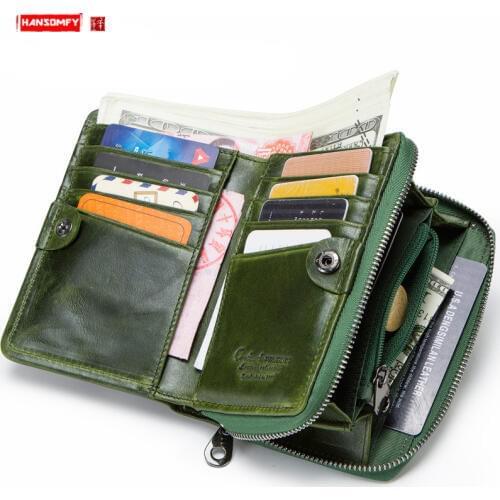 Fashion Genuine Leather Women Wallet Ladies Card Holder Coin Purses Multi-function Leather Female Short Wallets Cow Leather Fold