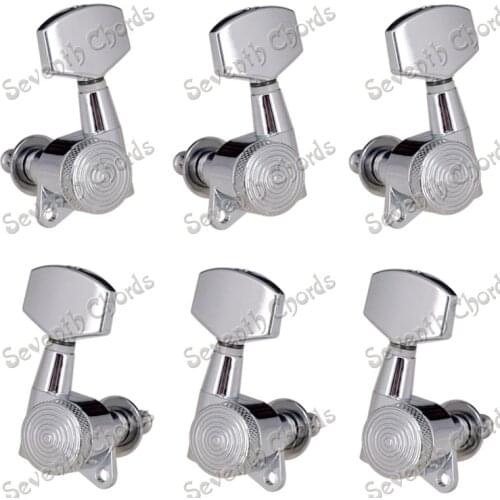 A Set 6 pcs Chrome Acoustic Electric Guitar Locked String Guitar Tuning Pegs Tuners Machine Heads (DFS-NH-CR-SN3R3L)