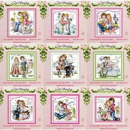 Romance Lovers cartoon counted 11CT 14CT Cross Stitch Sets Wholesale DIY Cross-stitch Kits Embroidery Needlework Home Decor