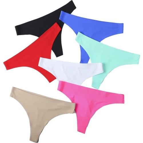 The New Solid Color Cozy Ice Silk Sexy Ladies Thong Thin Breathable Skin-Friendly Elasticity High Quality Womens Panties A54