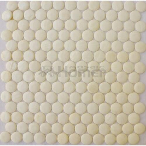3D convex thick 4mm white shell mosaic tiles mother of pearl bathroom wall, floor mosaic tiles round shell kitchen backsplash