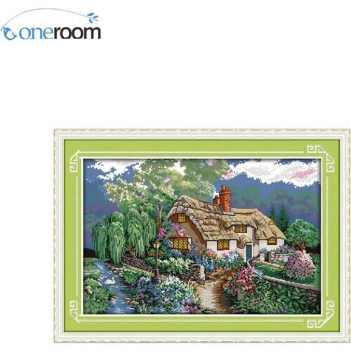 Oneroom Sunset Patterns Counted Cross Stitch 11CT 14CT Cross Stitch Set Wholesale Landscape Cross-stitch Kits