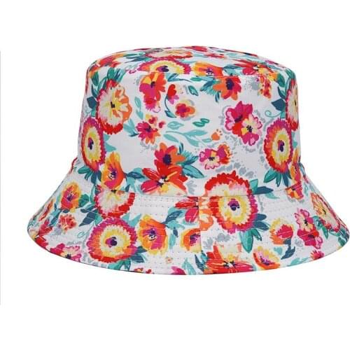 Ldslyjr Cotton Flower Print Bucket Hat Fisherman Hat Outdoor Travel Hat Sun Cap Hats for Men and Women 371