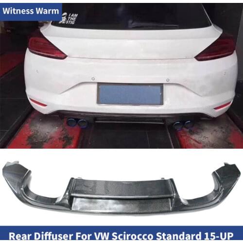 Carbon Fiber Car Rear Bumper Exhaust Diffuser Lip Spoiler Splitter for Volkswagen Scirocco 2015-UP Standard Bumper
