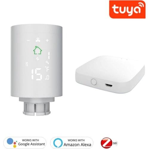 Tuya ZigBee Temperature Controller Remote Thermostat Heater With Alexa Home Mini Smart Radiator Actuator Smart Home Household