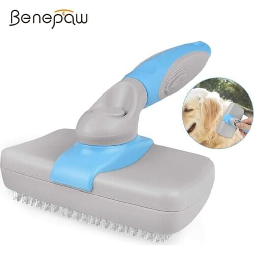 Benepaw Self-cleaning Slicker Dog Brush Comb Professional Comfortable Pet Grooming Tool Effectively Removes Loose Hair Tangles