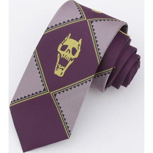 Anime JoJo Bizarre Adventure Necktie KILLER QUEEN Kira Yoshikage Skull Neck Tie Halloween Cosplay Costumes Accessories Man Woman