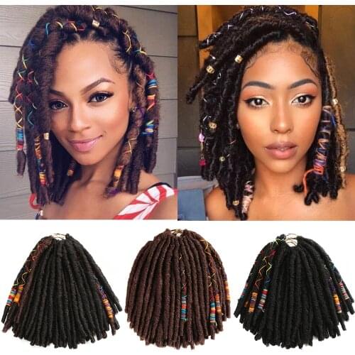 Faux Locs Crochet Braids Hair Synthetic Braiding Soft Crochet Hair Extensions Burgundy Black Fiber 12Inch 12Strands Classic Plus