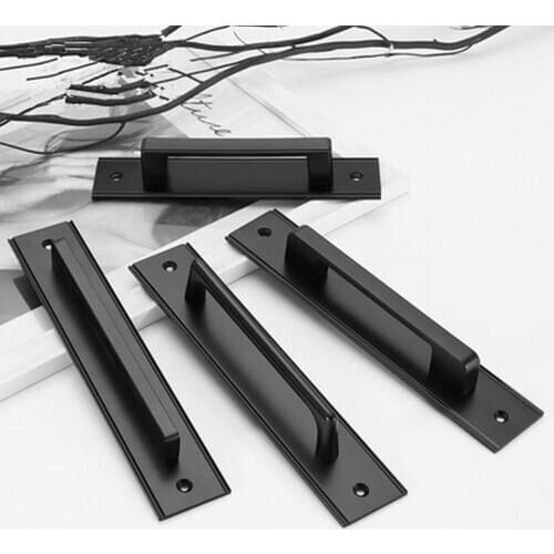 Modern minimalist kitchen sliding door sliding door handle fitting room black surface mounted large wardrobe wooden door hardwar