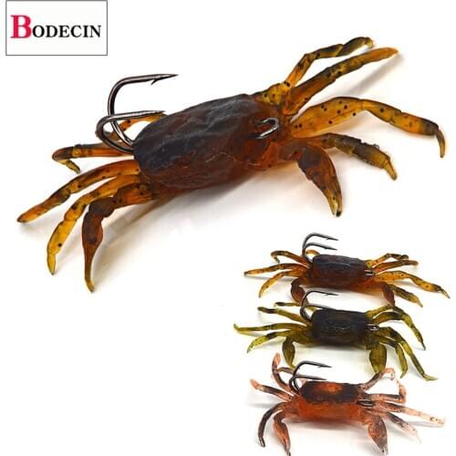 1PCS Silicone Mold Winter Fishing Bait Jig Crab Soft Artificial Lures 3D Simulation Multicolour For Fish With Hooks Sea Lures