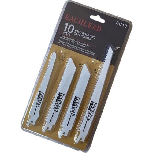 10pcs/set Saw Blades High Carbon Steel Demolition Metal/Wood Cutting Electric Drill Socket Wrench kit Accessories 6" 8" 6/18TPI