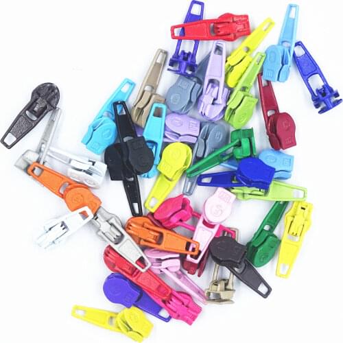 10 Colors 100Pcs 3# Nylon Coil Auto Lock Zipper Puller DIY Sewing Tool