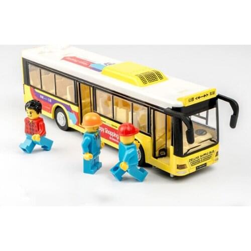 19.8CM 1:50 Scale Toy Car Metal Alloy Public Car Bus W 3 Dolls Pull Back Diecast Vehicles Model Toys F Children Kids Collection