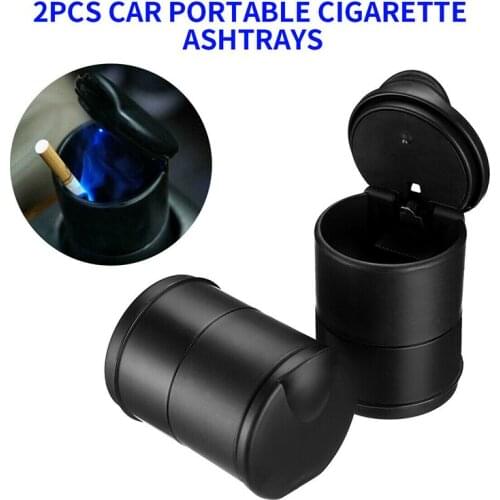 2pcs Car Cigarette Ashtray LED Light Cigar Ashtray Container Ash Cup Holder Universal Cars Ashtray Automotive Interior Parts