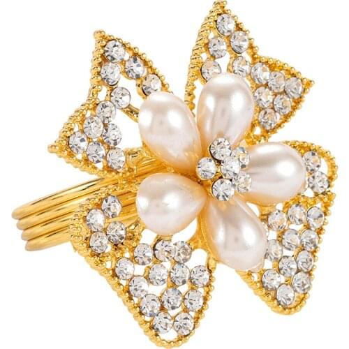 2 Pcs Nordic Style Metal Butterfly Petals Napkin Rings Wedding Table Decoration Napkin Holder - Golden/Silver