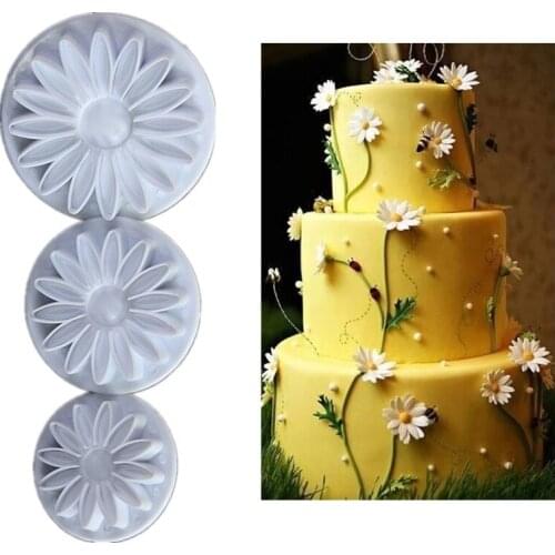3pcs Plunger Fondant Cutter Cake Tools Cookie Biscuit Cake Mold Craft DIY Baking Tools for Cakes Flower Set Baking Accessories
