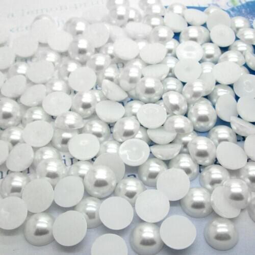 300Pcs 10mm Wihte Half Round Pearl Beads FlatBack Scrapbook Craft Cabochon Kawaii DIY Embellishments Accessories