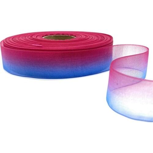 5 Yards/Lot 25mm Gradient color Organza Ribbons for Wedding Home Decor DIY Gift Wrapping Handmade Accessories #02