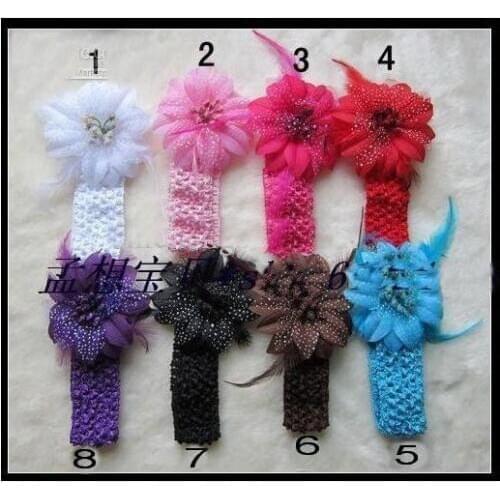 - 50pcs/lot Christmas flowers +1.5 inch headband hair accessories headwear 8 -color