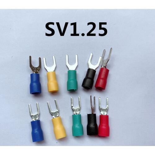 500pcs SV1.25-3 SV1.25-4 SV1.25-5 SV1.25-6 Insulated Fork Cable Wire Terminal Connector Electrical Crimp Terminal 0.5-1.5mm2