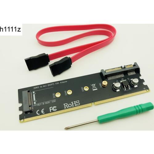 M.2 DDR2 Slot Adapter Raiser DDR to M2 SSD Riser B KEY NGFF M.2 SSD Converter Card SATA Power 7Pin SATA Data Port to Motherboard