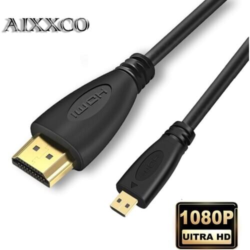AIXXCO 1m 1.5m 2m 3m V1.4 Male to Male HDMI-compatible to Micro HDMI-compatible Cable 1080p 1440p for HDTV PS3 XBOX 3D