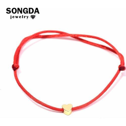 SONGDA Cute Heart Red Thread String Bracelet Multicolor Rope Adjustable Friendship Bracelets for Women Children Factory Outlets