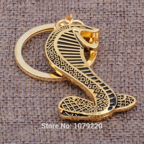 HJ Golden Cobra Snake Zinc Alloy Bag Charms Car Keyring Jewelry Keyfob Pendant Keychain Christmas Creative Male Gift