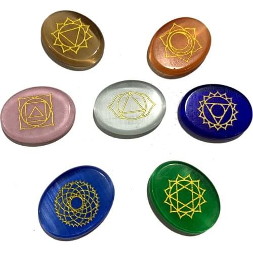 Wholesale Seven Chakras Reiki Energy Healing Oval Natural Stone Beads Balance Protection Clean Purification 22*28MM