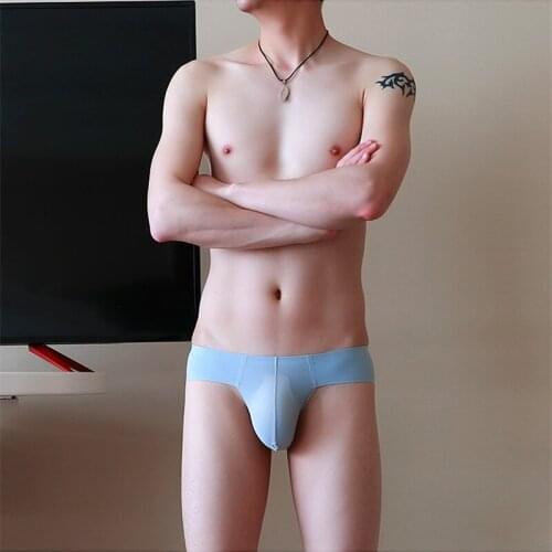 Colorful Men Ultra-Thin Ice Silk Briefs Low Rise Solid Underwear Smooth Comfortable Mens Seamless Short Underpants